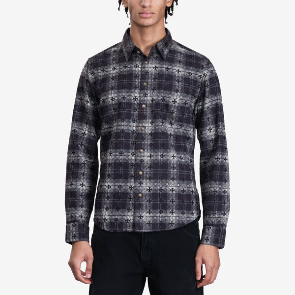 Chrome Hearts Loose Ends Cross Patch Flannel Shirt in Black