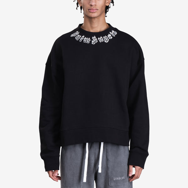 Mens Palm Angels Neck Logo Sweatshirt in Black