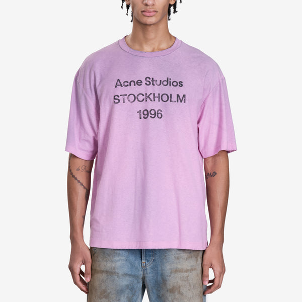 Unisex Acne Studios Logo Stamp T-Shirt in Cotton Candy