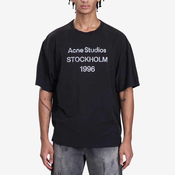 Unisex Acne Studios Logo Stamp T-Shirt in Faded Black