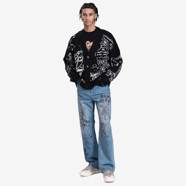 Mens Dom Rebel Stuffy Bootcut Jeans in Mid Blue