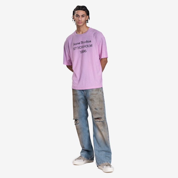 Unisex Acne Studios Logo Stamp T-Shirt in Cotton Candy