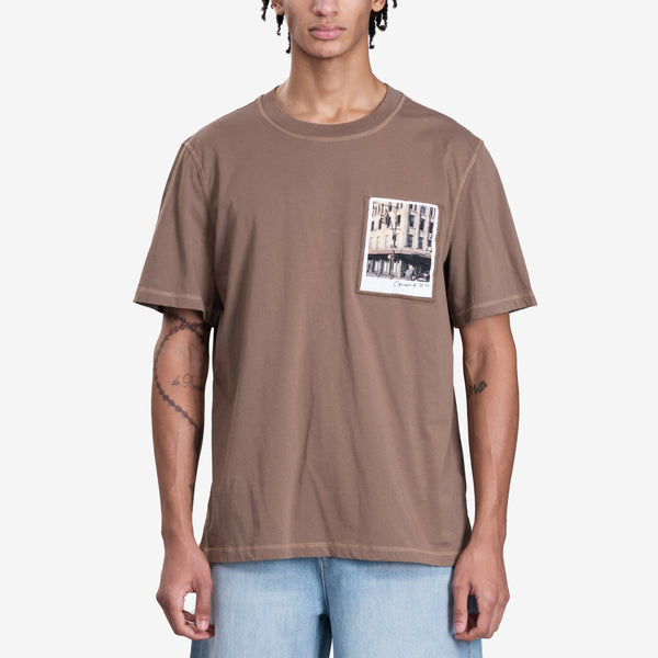 Helmut Lang Mens Postcard Greenwich T-Shirt in Brownstone