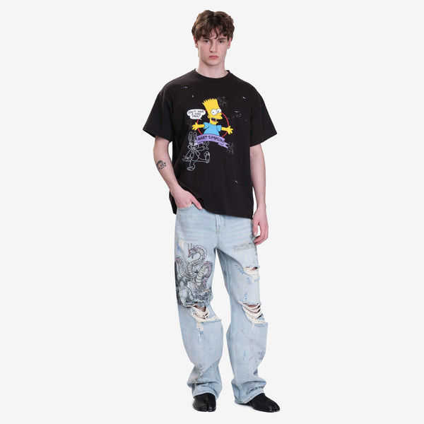 Domrebel Mens Bart Vintage T-Shirt in Black