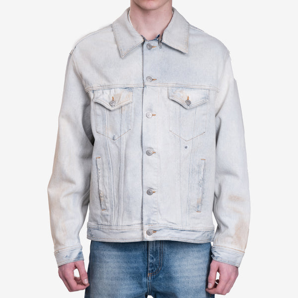 Maison Margiela MM6 Mens Zip Collar Denim Jacket in Light Blue