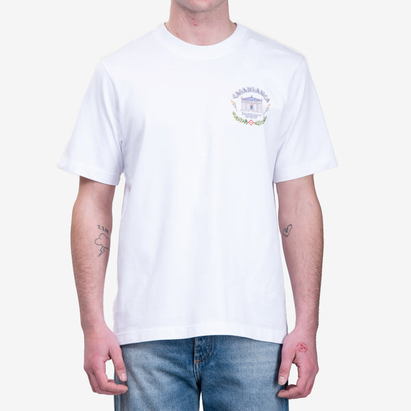 Mens Casablanca Paris Temple du Sport T-Shirt in White