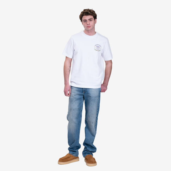 Mens Casablanca Paris Temple du Sport T-Shirt in White