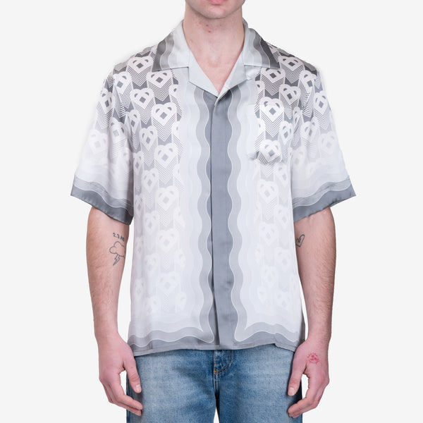 Mens Casablanca - Gradient Heart Monogram Short Sleeve Silk in Grey