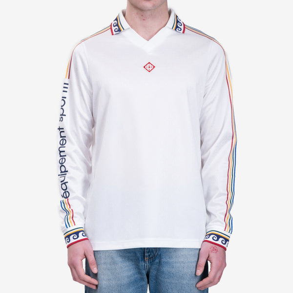 Mens Casablanca Monogram Long Sleeve Football Shirt in Bright White