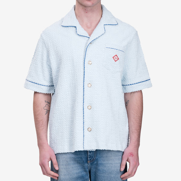 Mens Casablanca Towelling Monogram SS Shirt in Light Blue