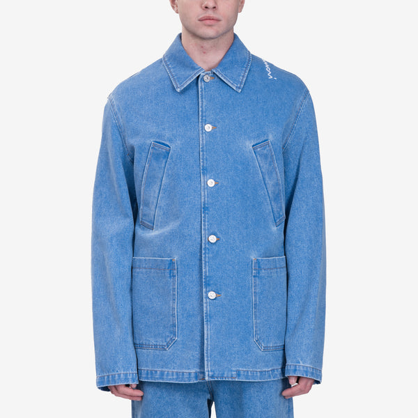 Mens MARNI Shoulder Logo Denim Jacket in Cobalt