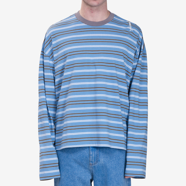 Mens MARNI Striped Long Sleeve T-Shirt in Blue Lilac