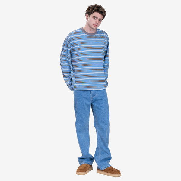 Mens MARNI Striped Long Sleeve T-Shirt in Blue Lilac