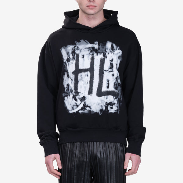 Mens Helmut Lang Scribble Hoody in Black