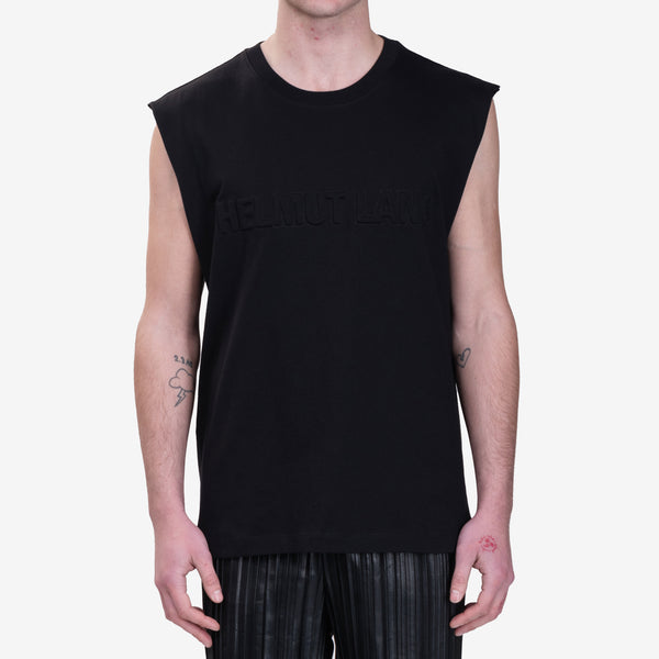 Mens Helmut Lang Embossed Sleeveless T-Shirt in Black