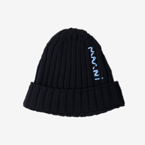 Unisex MARNI Mending Cable Knit Beanie in Black