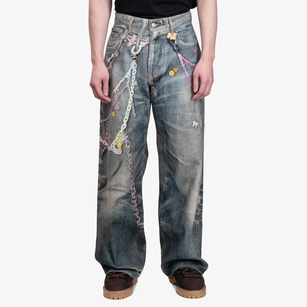 Acne Studios Mens 1981M Baggy Fit Jeans in Mid Blue