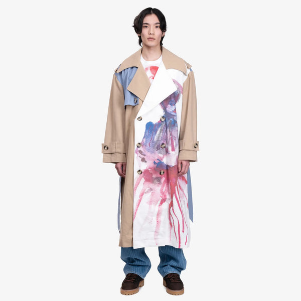 Kidsuper Mens Painted Girl Trench Coat in Multi