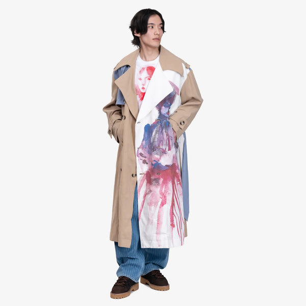 Kidsuper Mens Painted Girl Trench Coat in Multi