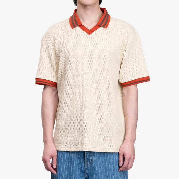 Drôle de Monsieur Mens Le Polo Ajouré in Light Beige
