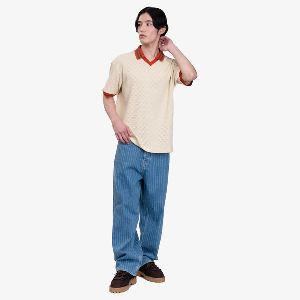 Drôle de Monsieur Mens Le Polo Ajouré in Light Beige