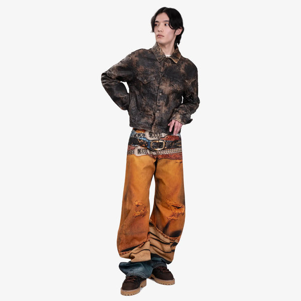 Acne Studios Mens 2006M Loose Fit Jeans in Rust Orange