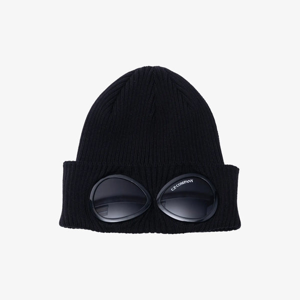 C.P. Company Unisex Cotton Goggle Beanie in Black