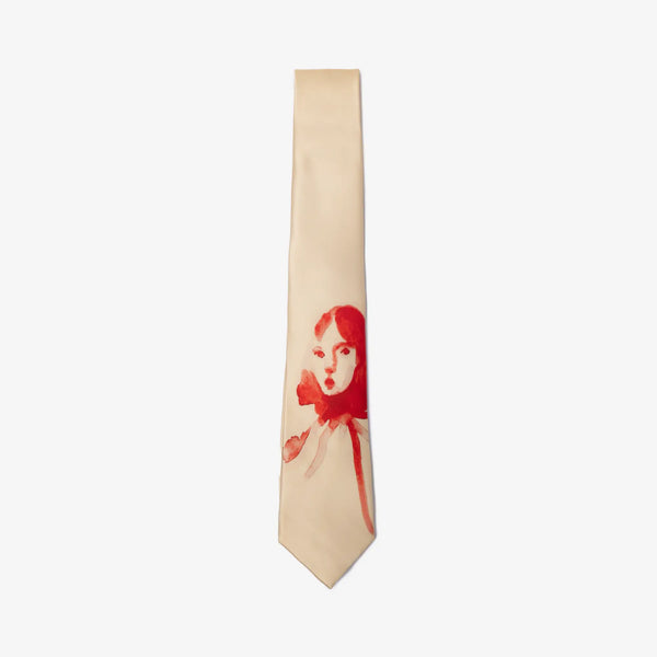 Kidsuper Unisex Face Painted Silk Tie in Cream