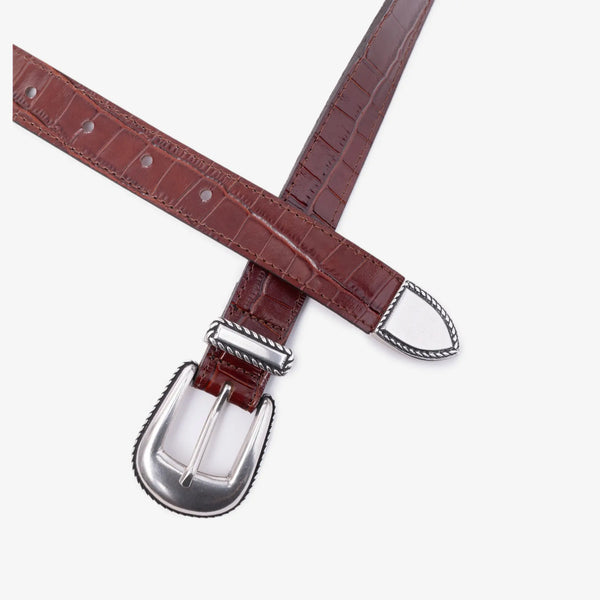 Drôle de Monsieur Mens La Ceinture Croco in Brown