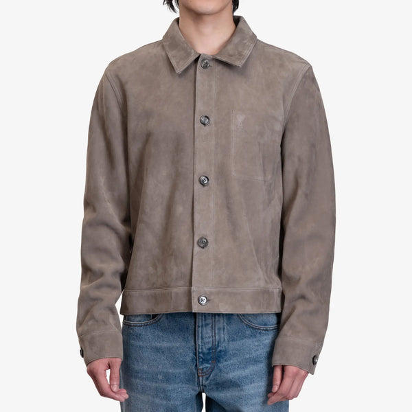 Ami Paris Mens Cuir Buttoned Jacket in Ash
