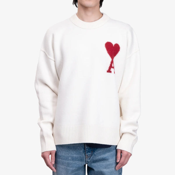 AMI PARIS Unisex Red Ami de Coeur Sweater in Off White