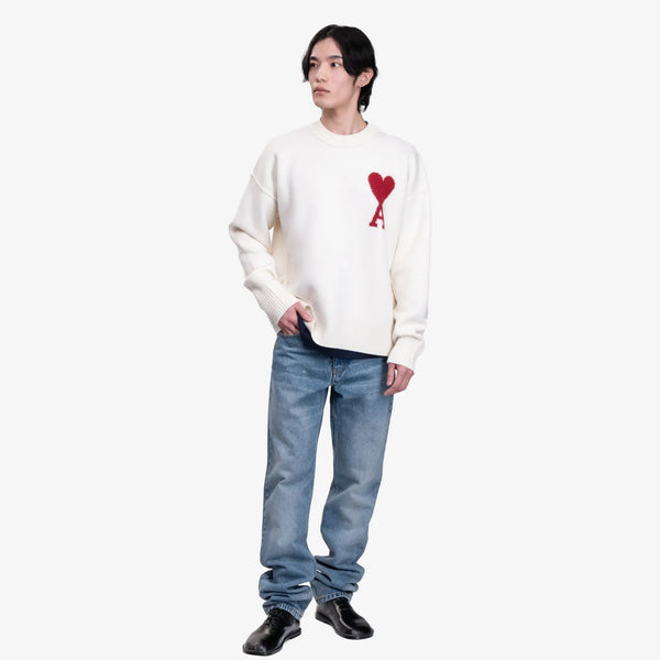 AMI PARIS Unisex Red Ami de Coeur Sweater in Off White