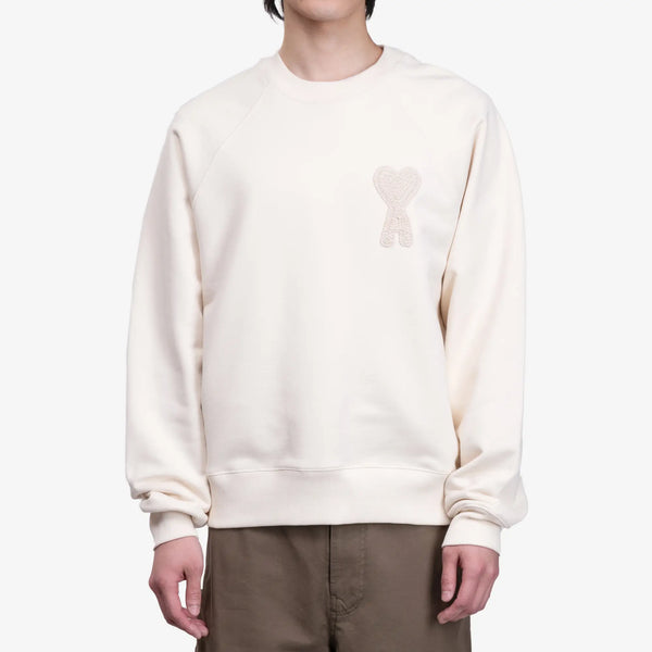 Ami Paris Mens ADC Patch Sweatshirt in White Cream
