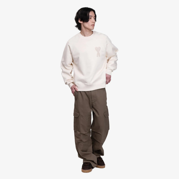 Ami Paris Mens ADC Patch Sweatshirt in White Cream