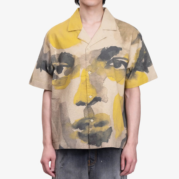 KidSuper Mens Watercolour Face Camp Shirt in Multi