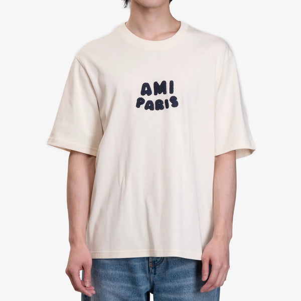 AMI PARIS Mens Ami Paris Patch T-Shirt in White Cream