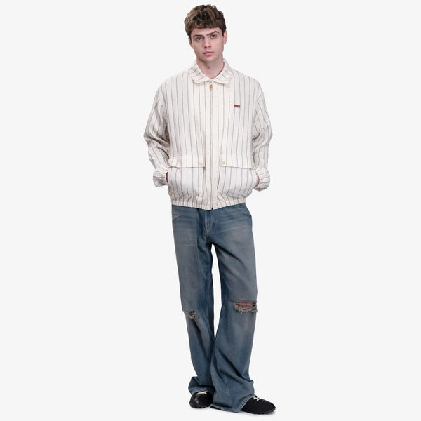 Drôle de Monsieur Mens Le Blouson Drôle Rayures in Ecru