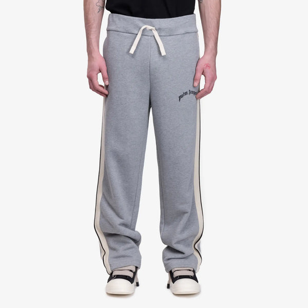 Palm Angels Mens Curved Logo Track Sweatpants in Melange Grey