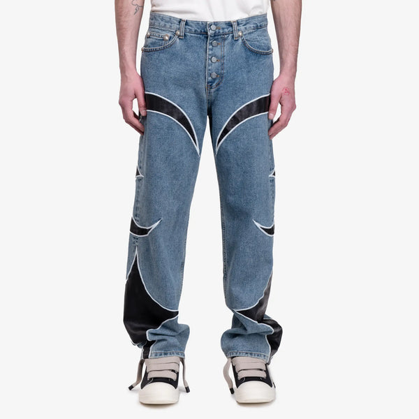 Thug Club - Mens TC Leather Washing Jeans in Blue/Black