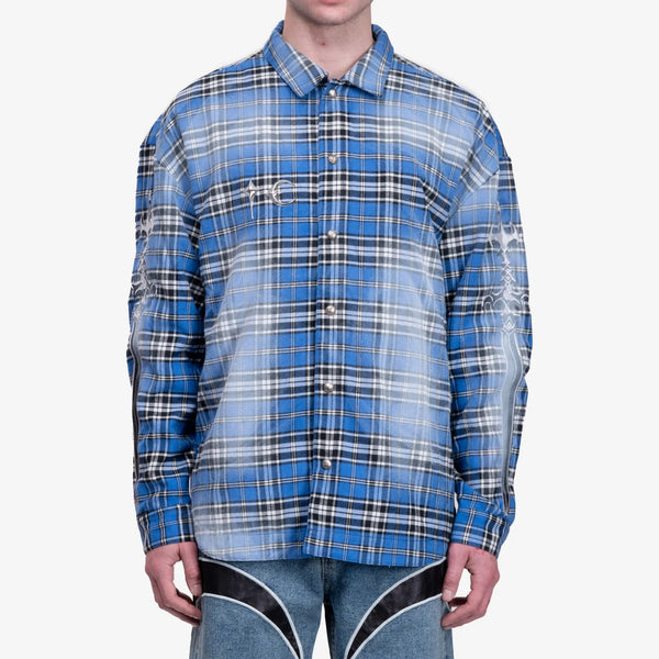 Thug Club - Mens Arab Sword Flannel Shirt in Blue