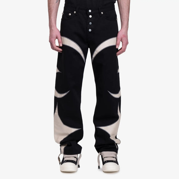 Thug Club - Mens TC Leather Washing Jeans in Black/White