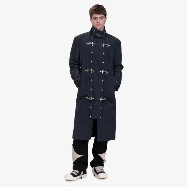 Thug Club - Mens Scarred Bio Soldier Trench Coat in Black