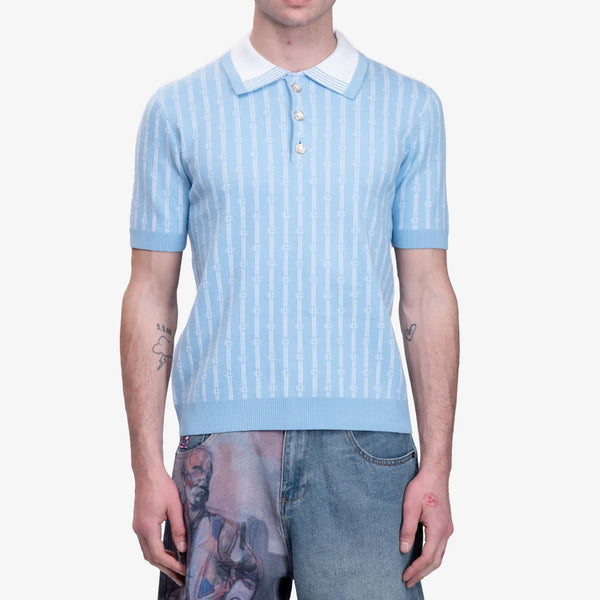 Casablanca Paris Mens Monogram Polo in Blue