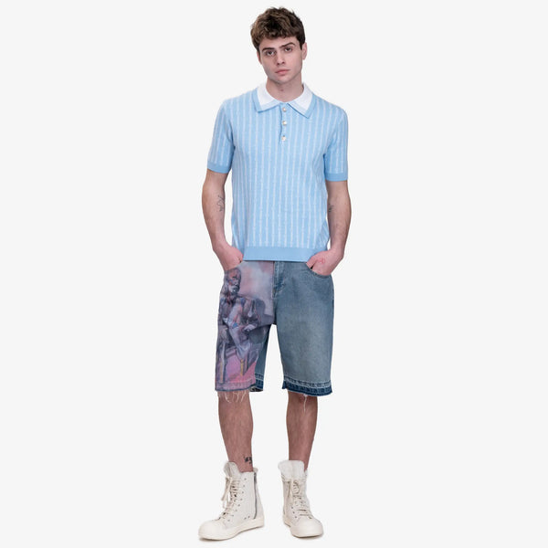 Casablanca Paris Mens Monogram Polo in Blue