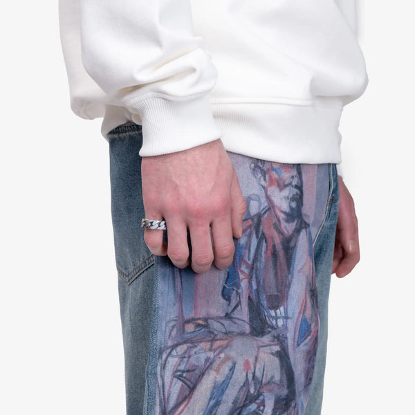 Maison Margiela MM6 Unisex Minimal Logo Curb Ring in Silver