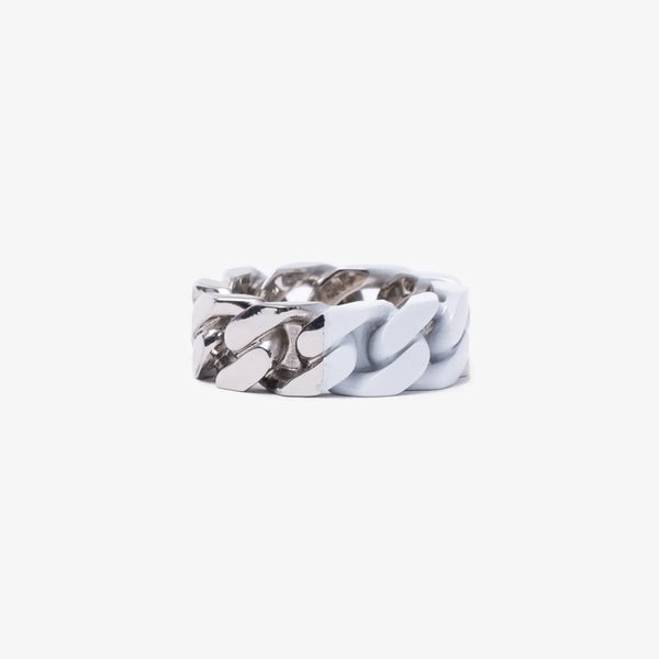 Maison Margiela MM6 Unisex Minimal Logo Curb Ring in Silver
