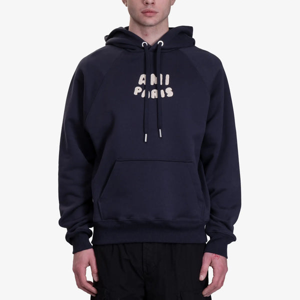 Ami Paris Mens Ami Paris Patch Hoody in Navy