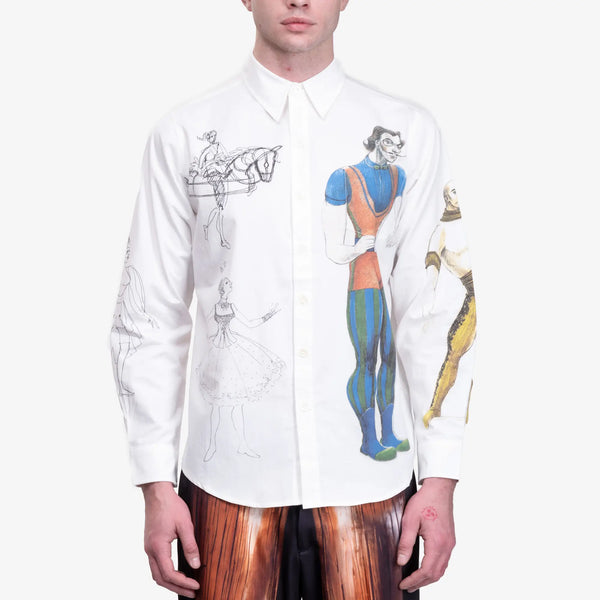 Kidsuper Mens Cirque Doodles Button Up Shirt in White