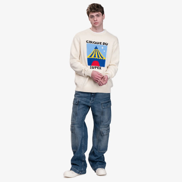 Kidsuper Mens Cirque du Super Sweater in Cream