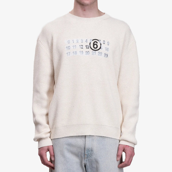 Maison Margiela MM6 Mens Smear Logo Sweater in Cream